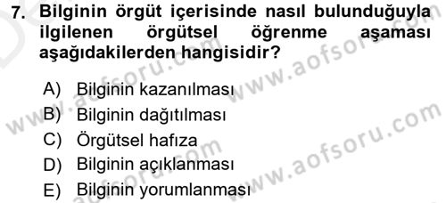 Yönetimde Güncel Yaklaşımlar Dersi 2015 - 2016 Yılı Tek Ders Sınav Soruları 7. Soru