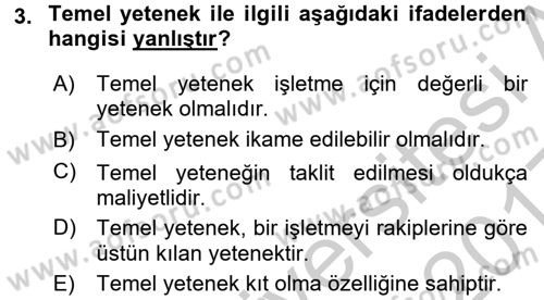 Yönetimde Güncel Yaklaşımlar Dersi 2016 - 2017 Yılı 3 Ders Sınav Soruları 3. Soru