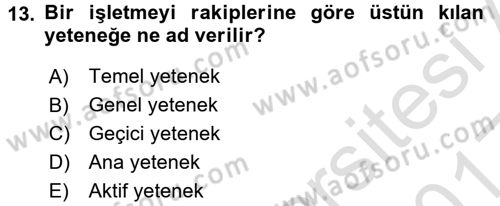 Yönetimde Güncel Yaklaşımlar Dersi 2016 - 2017 Yılı (Vize) Ara Sınav Soruları 13. Soru