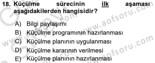 Yönetimde Güncel Yaklaşımlar Dersi 2016 - 2017 Yılı (Vize) Ara Sınav Soruları 18. Soru