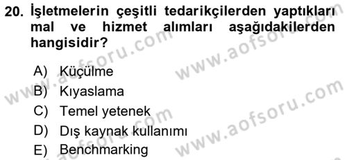 Yönetimde Güncel Yaklaşımlar Dersi 2016 - 2017 Yılı (Vize) Ara Sınav Soruları 20. Soru