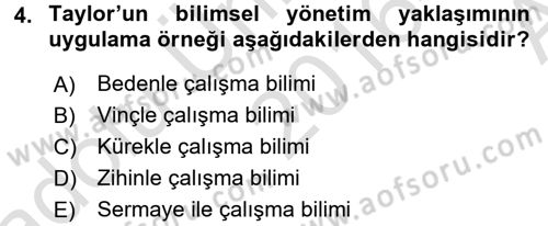 Yönetimde Güncel Yaklaşımlar Dersi 2016 - 2017 Yılı (Vize) Ara Sınav Soruları 4. Soru