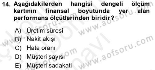 Yönetimde Güncel Yaklaşımlar Dersi 2016 - 2017 Yılı (Final) Dönem Sonu Sınavı 14. Soru