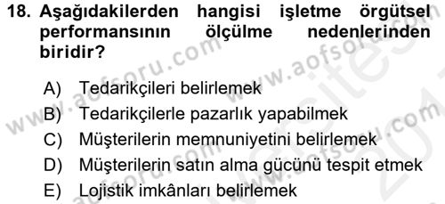 Yönetimde Güncel Yaklaşımlar Dersi 2016 - 2017 Yılı (Final) Dönem Sonu Sınavı 18. Soru