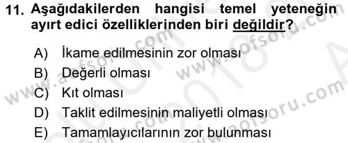 Yönetimde Güncel Yaklaşımlar Dersi 2018 - 2019 Yılı (Vize) Ara Sınav Soruları 11. Soru