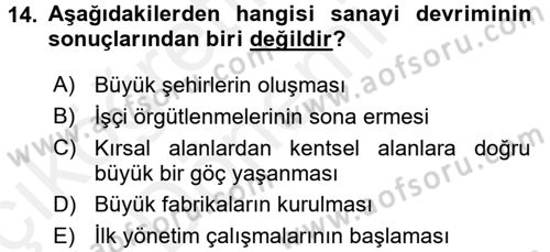 Yönetimde Güncel Yaklaşımlar Dersi 2018 - 2019 Yılı (Vize) Ara Sınav Soruları 14. Soru