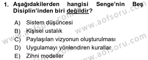Yönetimde Güncel Yaklaşımlar Dersi 2021 - 2022 Yılı (Vize) Ara Sınav Soruları 1. Soru