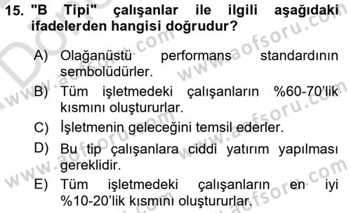 Yönetimde Güncel Yaklaşımlar Dersi 2021 - 2022 Yılı (Final) Dönem Sonu Sınavı 15. Soru