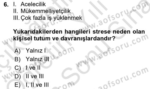 Yönetimde Güncel Yaklaşımlar Dersi 2021 - 2022 Yılı (Final) Dönem Sonu Sınavı 6. Soru