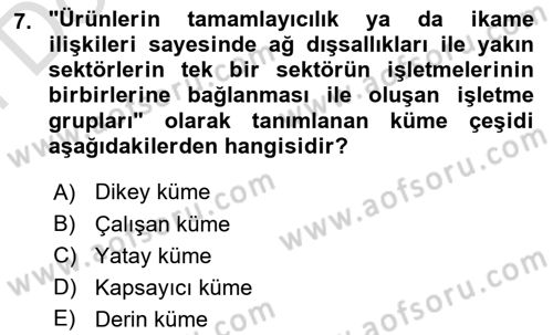 Yönetimde Güncel Yaklaşımlar Dersi 2021 - 2022 Yılı (Final) Dönem Sonu Sınavı 7. Soru