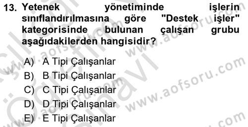 Yönetimde Güncel Yaklaşımlar Dersi 2021 - 2022 Yılı Yaz Okulu Sınavı 13. Soru