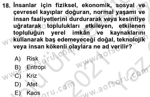 Yönetimde Güncel Yaklaşımlar Dersi 2021 - 2022 Yılı Yaz Okulu Sınavı 18. Soru