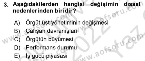 Yönetimde Güncel Yaklaşımlar Dersi 2022 - 2023 Yılı Yaz Okulu Sınav Soruları 3. Soru