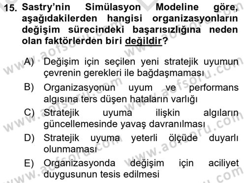 Yönetimde Güncel Yaklaşımlar Dersi 2023 - 2024 Yılı (Vize) Ara Sınav Soruları 15. Soru