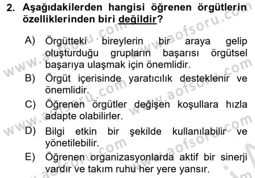 Yönetimde Güncel Yaklaşımlar Dersi 2023 - 2024 Yılı (Vize) Ara Sınav Soruları 2. Soru