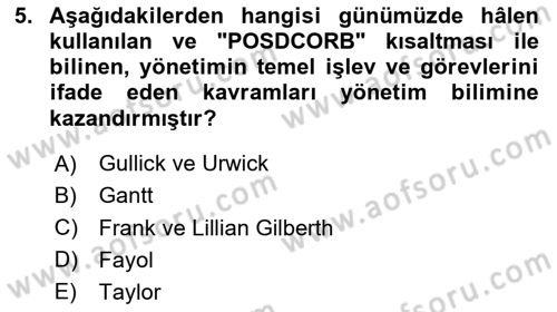 Yönetimde Güncel Yaklaşımlar Dersi 2023 - 2024 Yılı (Vize) Ara Sınav Soruları 5. Soru