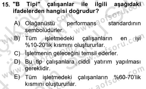 Yönetimde Güncel Yaklaşımlar Dersi 2023 - 2024 Yılı (Final) Dönem Sonu Sınav Soruları 15. Soru
