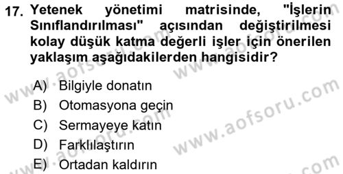 Yönetimde Güncel Yaklaşımlar Dersi 2023 - 2024 Yılı (Final) Dönem Sonu Sınavı 17. Soru