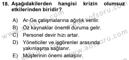 Yönetimde Güncel Yaklaşımlar Dersi 2023 - 2024 Yılı (Final) Dönem Sonu Sınav Soruları 18. Soru