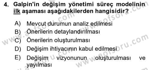 Yönetimde Güncel Yaklaşımlar Dersi 2023 - 2024 Yılı (Final) Dönem Sonu Sınav Soruları 4. Soru