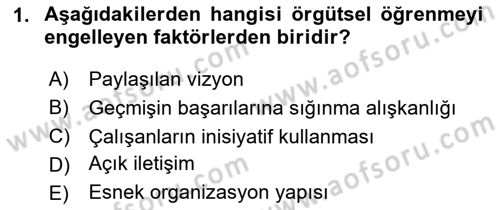 Yönetimde Güncel Yaklaşımlar Dersi 2024 - 2025 Yılı (Vize) Ara Sınav Soruları 1. Soru