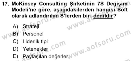 Yönetimde Güncel Yaklaşımlar Dersi 2024 - 2025 Yılı (Vize) Ara Sınav Soruları 17. Soru