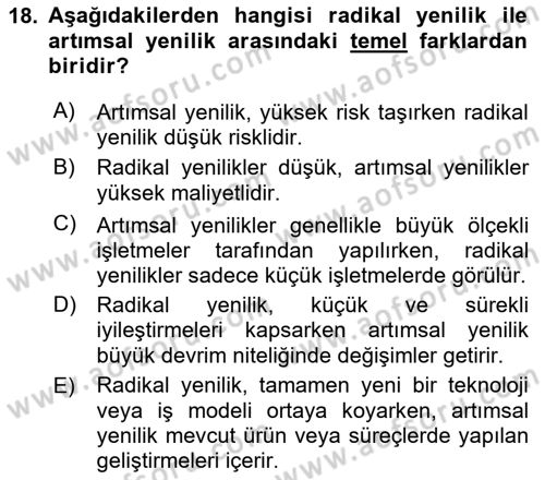 Yönetimde Güncel Yaklaşımlar Dersi 2024 - 2025 Yılı (Vize) Ara Sınav Soruları 18. Soru