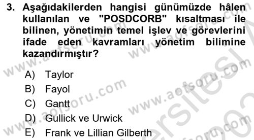 Yönetimde Güncel Yaklaşımlar Dersi 2024 - 2025 Yılı (Vize) Ara Sınav Soruları 3. Soru