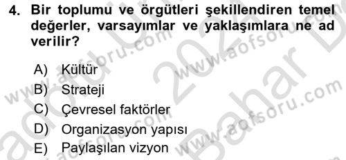 Yönetimde Güncel Yaklaşımlar Dersi 2024 - 2025 Yılı (Vize) Ara Sınav Soruları 4. Soru