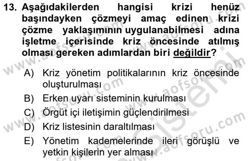 Yönetimde Güncel Yaklaşımlar Dersi 2024 - 2025 Yılı (Final) Dönem Sonu Sınav Soruları 13. Soru