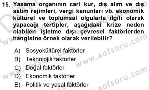 Yönetimde Güncel Yaklaşımlar Dersi 2024 - 2025 Yılı (Final) Dönem Sonu Sınav Soruları 15. Soru