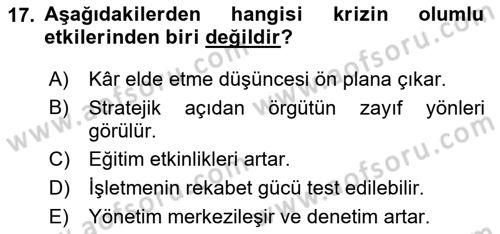 Yönetimde Güncel Yaklaşımlar Dersi 2024 - 2025 Yılı (Final) Dönem Sonu Sınav Soruları 17. Soru
