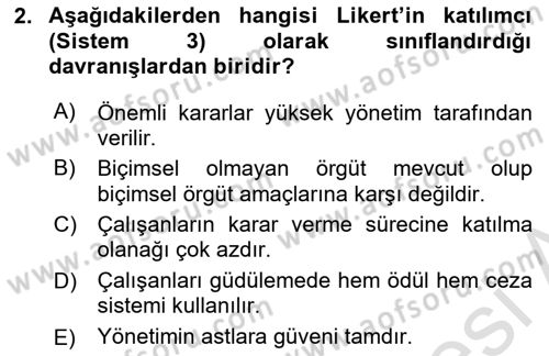 Yönetimde Güncel Yaklaşımlar Dersi 2024 - 2025 Yılı (Final) Dönem Sonu Sınav Soruları 2. Soru