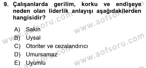 Yönetimde Güncel Yaklaşımlar Dersi 2024 - 2025 Yılı (Final) Dönem Sonu Sınav Soruları 9. Soru