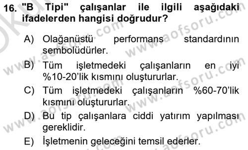 Yönetimde Güncel Yaklaşımlar Dersi 2024 - 2025 Yılı Yaz Okulu Sınav Soruları 16. Soru