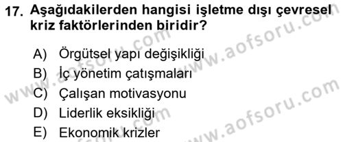 Yönetimde Güncel Yaklaşımlar Dersi 2024 - 2025 Yılı Yaz Okulu Sınav Soruları 17. Soru