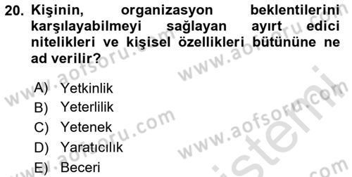 Yönetimde Güncel Yaklaşımlar Dersi 2024 - 2025 Yılı Yaz Okulu Sınav Soruları 20. Soru