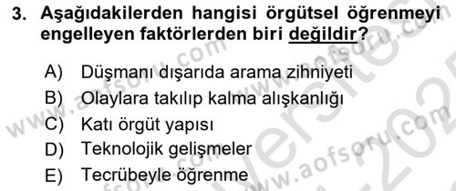 Yönetimde Güncel Yaklaşımlar Dersi 2024 - 2025 Yılı Yaz Okulu Sınav Soruları 3. Soru