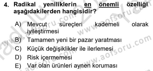 Yönetimde Güncel Yaklaşımlar Dersi 2024 - 2025 Yılı Yaz Okulu Sınav Soruları 4. Soru