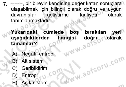 Yönetimde Güncel Yaklaşımlar Dersi 2024 - 2025 Yılı Yaz Okulu Sınav Soruları 7. Soru