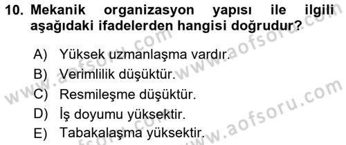 Yönetimde Güncel Yaklaşımlar Dersi 2025 - 2026 Yılı (Vize) Ara Sınav Soruları 10. Soru