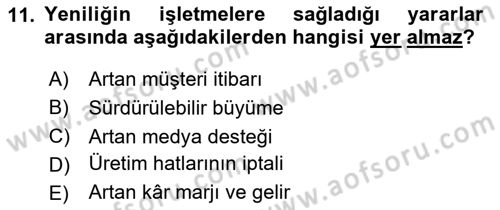 Yönetimde Güncel Yaklaşımlar Dersi 2025 - 2026 Yılı (Vize) Ara Sınav Soruları 11. Soru