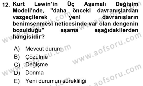 Yönetimde Güncel Yaklaşımlar Dersi 2025 - 2026 Yılı (Vize) Ara Sınav Soruları 12. Soru