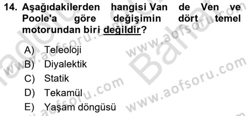 Yönetimde Güncel Yaklaşımlar Dersi 2025 - 2026 Yılı (Vize) Ara Sınav Soruları 14. Soru