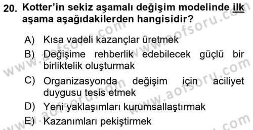 Yönetimde Güncel Yaklaşımlar Dersi 2025 - 2026 Yılı (Vize) Ara Sınav Soruları 20. Soru
