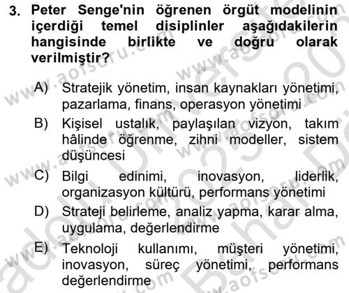 Yönetimde Güncel Yaklaşımlar Dersi 2025 - 2026 Yılı (Vize) Ara Sınav Soruları 3. Soru