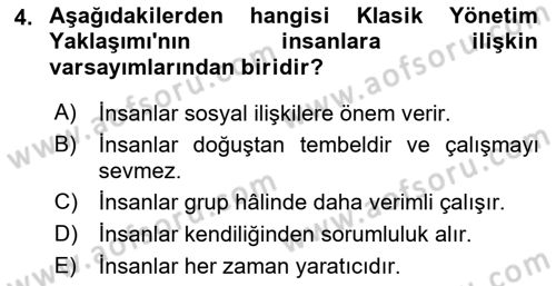 Yönetimde Güncel Yaklaşımlar Dersi 2025 - 2026 Yılı (Vize) Ara Sınav Soruları 4. Soru