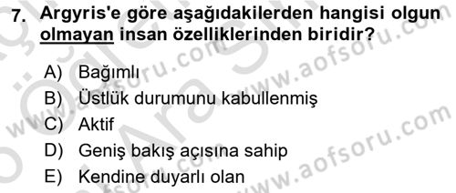 Yönetimde Güncel Yaklaşımlar Dersi 2025 - 2026 Yılı (Vize) Ara Sınav Soruları 7. Soru