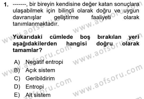 Yönetimde Güncel Yaklaşımlar Dersi 2025 - 2026 Yılı (Final) Dönem Sonu Sınav Soruları 1. Soru