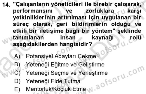 Yönetimde Güncel Yaklaşımlar Dersi 2025 - 2026 Yılı (Final) Dönem Sonu Sınav Soruları 14. Soru